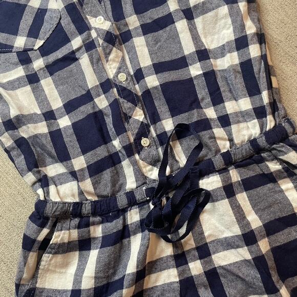 AERIE Blue White Plaid Romper Longsleeve Button Up XS Extra Small NWT - Picture 7 of 9
